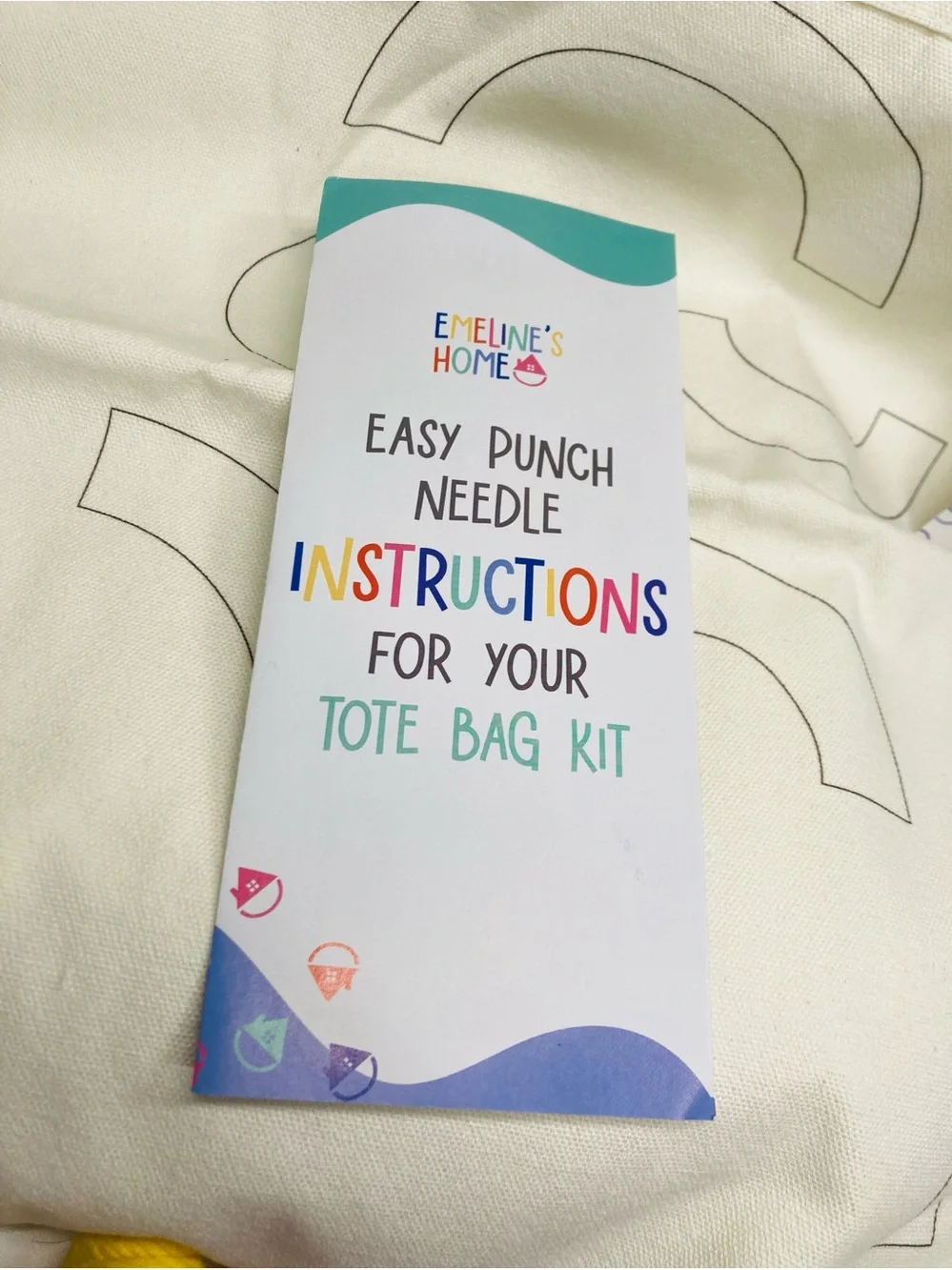 NEW Embroidery Punch Needle Kit - Cream Canvas Tote Bag by Emeline’s Home